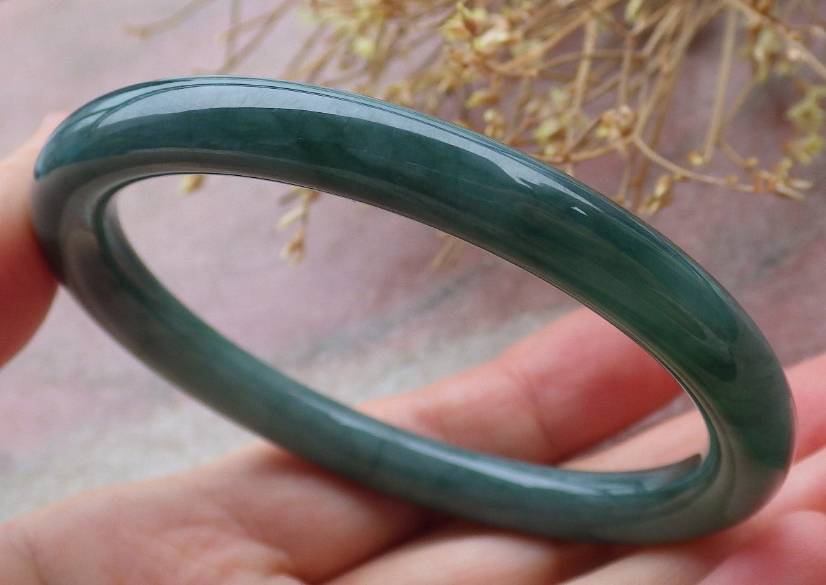 Certified Icy Green Burma 100% Natural A JADE Jadeite Circle Bangle Bracelet 57 mm 手镯 651944 TN