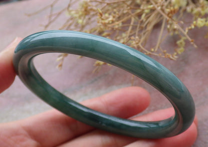 Certified Icy Green Burma 100% Natural A JADE Jadeite Circle Bangle Bracelet 57 mm 手镯 651944 TN