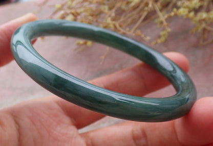 Certified Icy Green Burma 100% Natural A JADE Jadeite Circle Bangle Bracelet 57 mm 手镯 651944 TN
