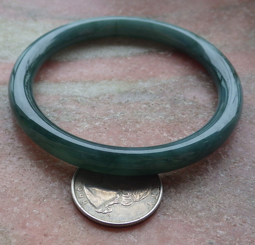 Certified Icy Green Burma 100% Natural A JADE Jadeite Circle Bangle Bracelet 57 mm 手镯 651944 TN