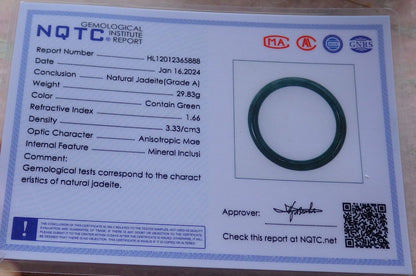 Certified Icy Green Burma 100% Natural A JADE Jadeite Circle Bangle Bracelet 57 mm 手镯 651944 TN