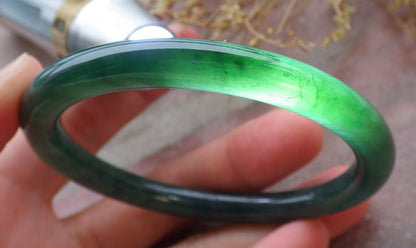 Certified Icy Green Burma 100% Natural A JADE Jadeite Circle Bangle Bracelet 57 mm 手镯 651956 TN