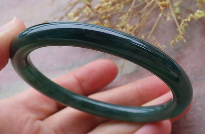 Certified Icy Green Burma 100% Natural A JADE Jadeite Circle Bangle Bracelet 57 mm 手镯 651956 TN