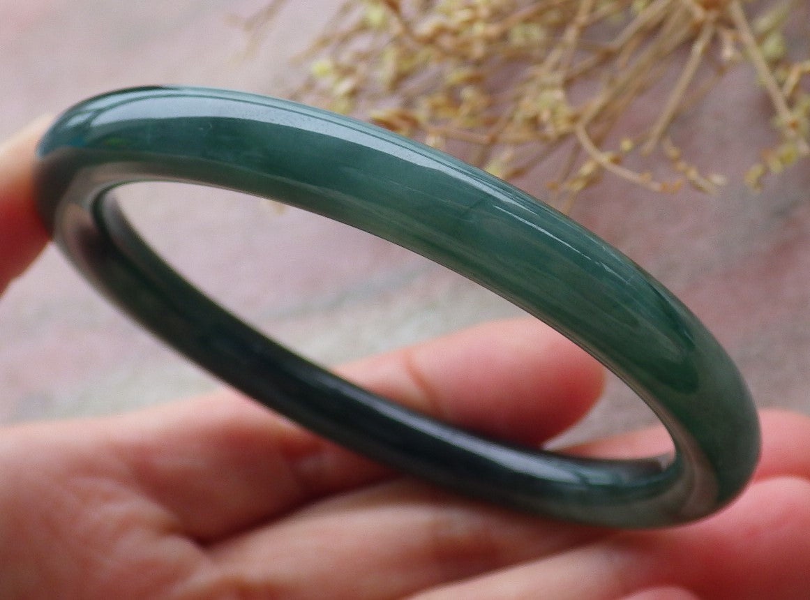Certified Icy Green Burma 100% Natural A JADE Jadeite Circle Bangle Bracelet 57 mm 手镯 651956 TN