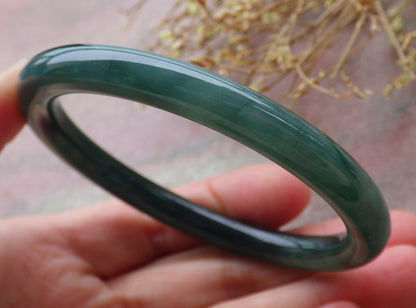 Certified Icy Green Burma 100% Natural A JADE Jadeite Circle Bangle Bracelet 57 mm 手镯 651956 TN
