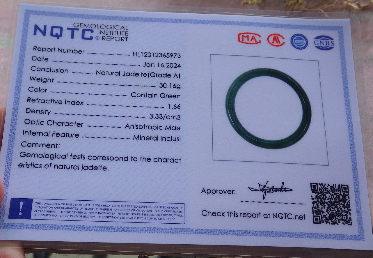 Certified Icy Green Burma 100% Natural A JADE Jadeite Circle Bangle Bracelet 57 mm 手镯 651956 TN
