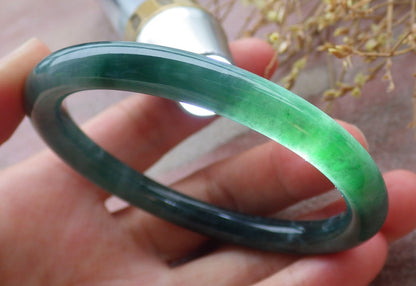 Certified Icy Green Burma 100% Natural A JADE Jadeite Circle Bangle Bracelet 56 mm 手镯 651969 TN