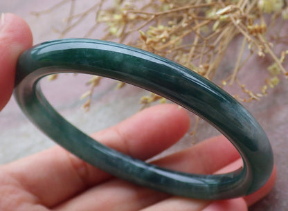 Certified Icy Green Burma 100% Natural A JADE Jadeite Circle Bangle Bracelet 56 mm 手镯 651969 TN