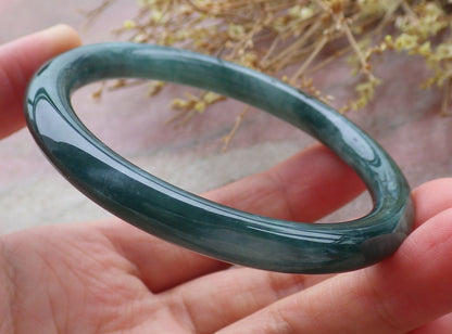 Certified Icy Green Burma 100% Natural A JADE Jadeite Circle Bangle Bracelet 56 mm 手镯 651969 TN