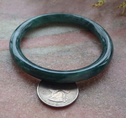 Certified Icy Green Burma 100% Natural A JADE Jadeite Circle Bangle Bracelet 56 mm 手镯 651969 TN