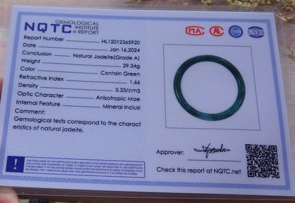 Certified Icy Green Burma 100% Natural A JADE Jadeite Circle Bangle Bracelet 56 mm 手镯 651969 TN