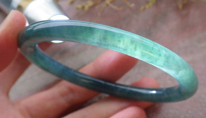 Certified Icy Green Burma 100% Natural A JADE Jadeite Circle Bangle Bracelet 58 mm 手镯 651985 TN