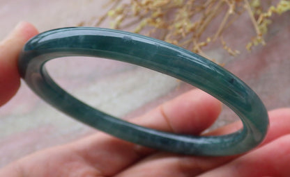 Certified Icy Green Burma 100% Natural A JADE Jadeite Circle Bangle Bracelet 58 mm 手镯 651985 TN