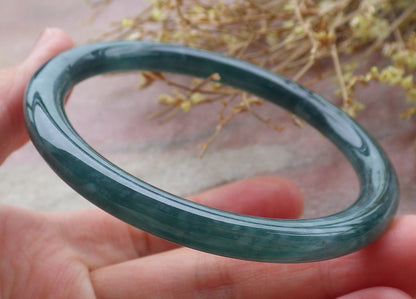Certified Icy Green Burma 100% Natural A JADE Jadeite Circle Bangle Bracelet 58 mm 手镯 651985 TN