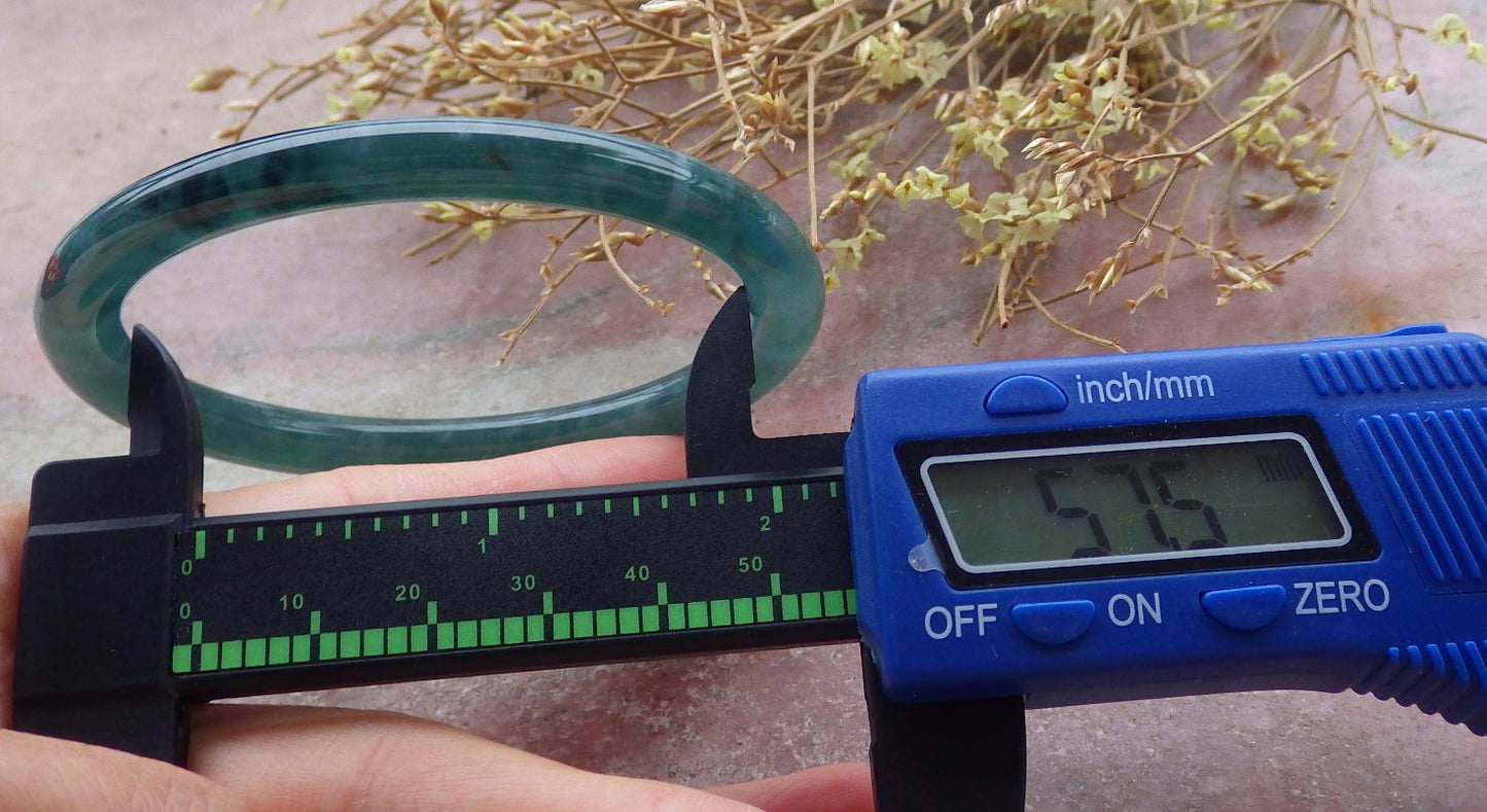 Certified Icy Green Burma 100% Natural A JADE Jadeite Circle Bangle Bracelet 58 mm 手镯 651985 TN