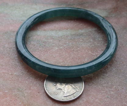 Certified Icy Green Burma 100% Natural A JADE Jadeite Circle Bangle Bracelet 58 mm 手镯 651985 TN