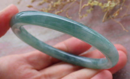 Certified Icy Green Burma 100% Natural A JADE Jadeite Circle Bangle Bracelet 57 mm 手镯 651997 TN