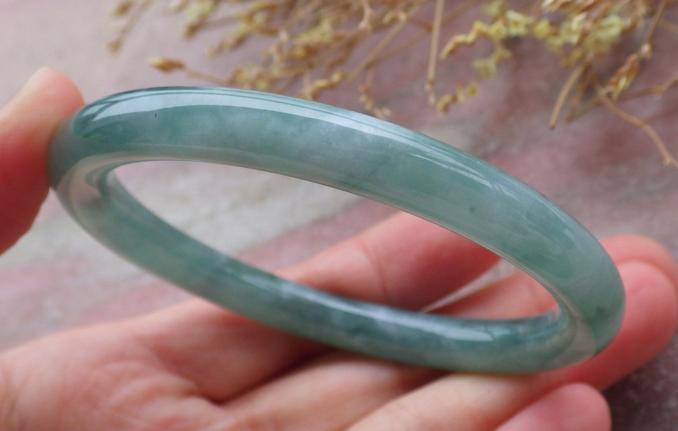 Certified Icy Green Burma 100% Natural A JADE Jadeite Circle Bangle Bracelet 57 mm 手镯 651997 TN