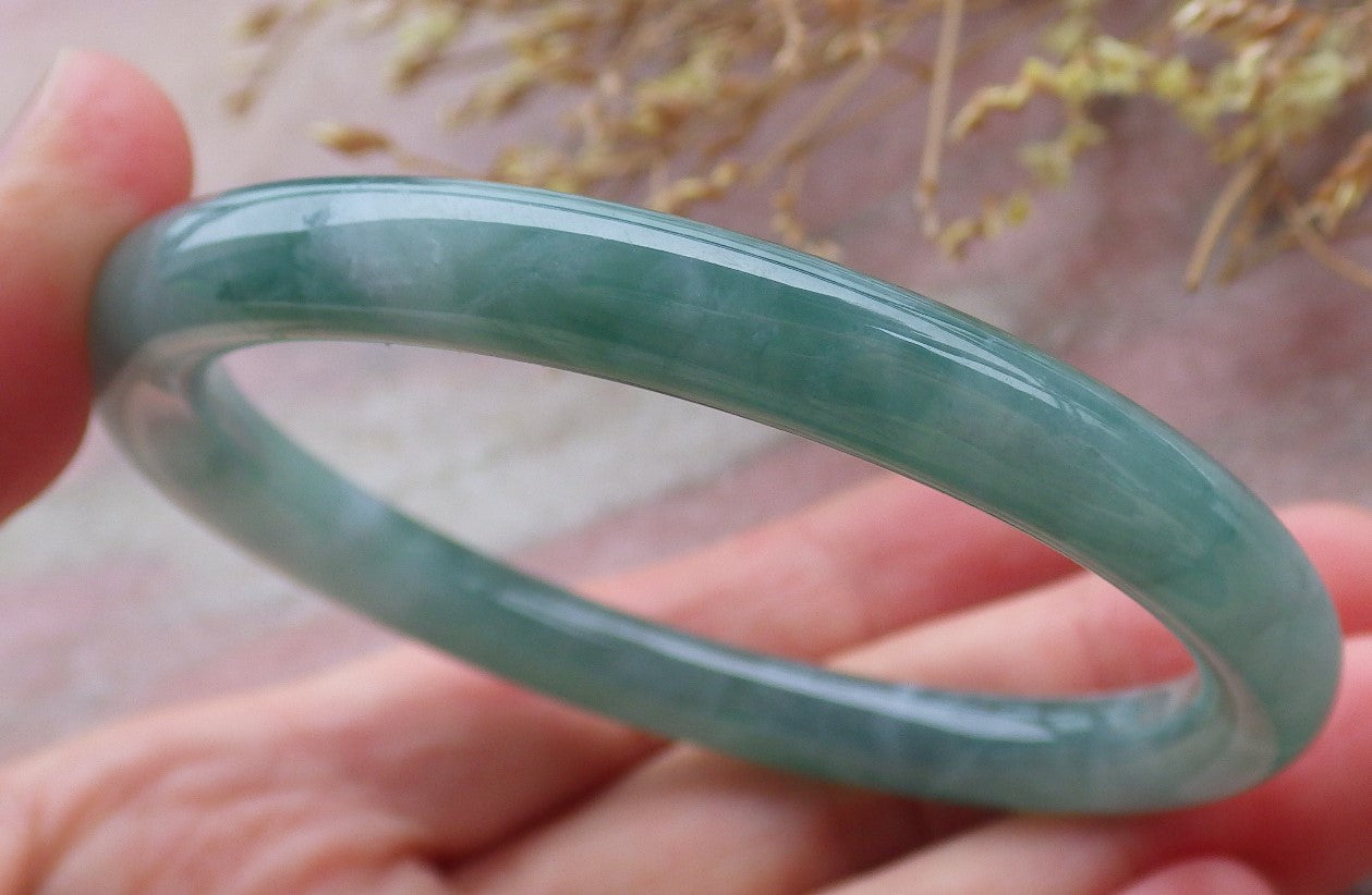 Certified Icy Green Burma 100% Natural A JADE Jadeite Circle Bangle Bracelet 57 mm 手镯 651997 TN