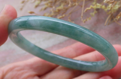 Certified Icy Green Burma 100% Natural A JADE Jadeite Circle Bangle Bracelet 57 mm 手镯 651997 TN