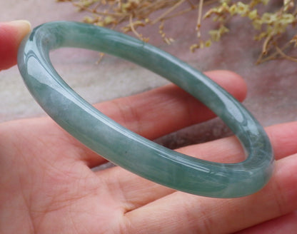 Certified Icy Green Burma 100% Natural A JADE Jadeite Circle Bangle Bracelet 57 mm 手镯 651997 TN
