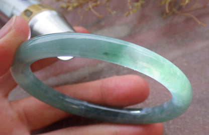Certified Icy Green Burma 100% Natural A JADE Jadeite Circle Bangle Bracelet 57 mm 手镯 651997 TN