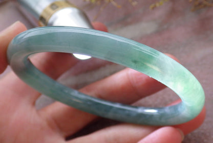 Certified Icy Green Burma 100% Natural A JADE Jadeite Circle Bangle Bracelet 57 mm 手镯 651997 TN