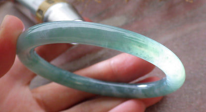 Certified Icy Green Burma 100% Natural A JADE Jadeite Circle Bangle Bracelet 57 mm 手镯 651997 TN