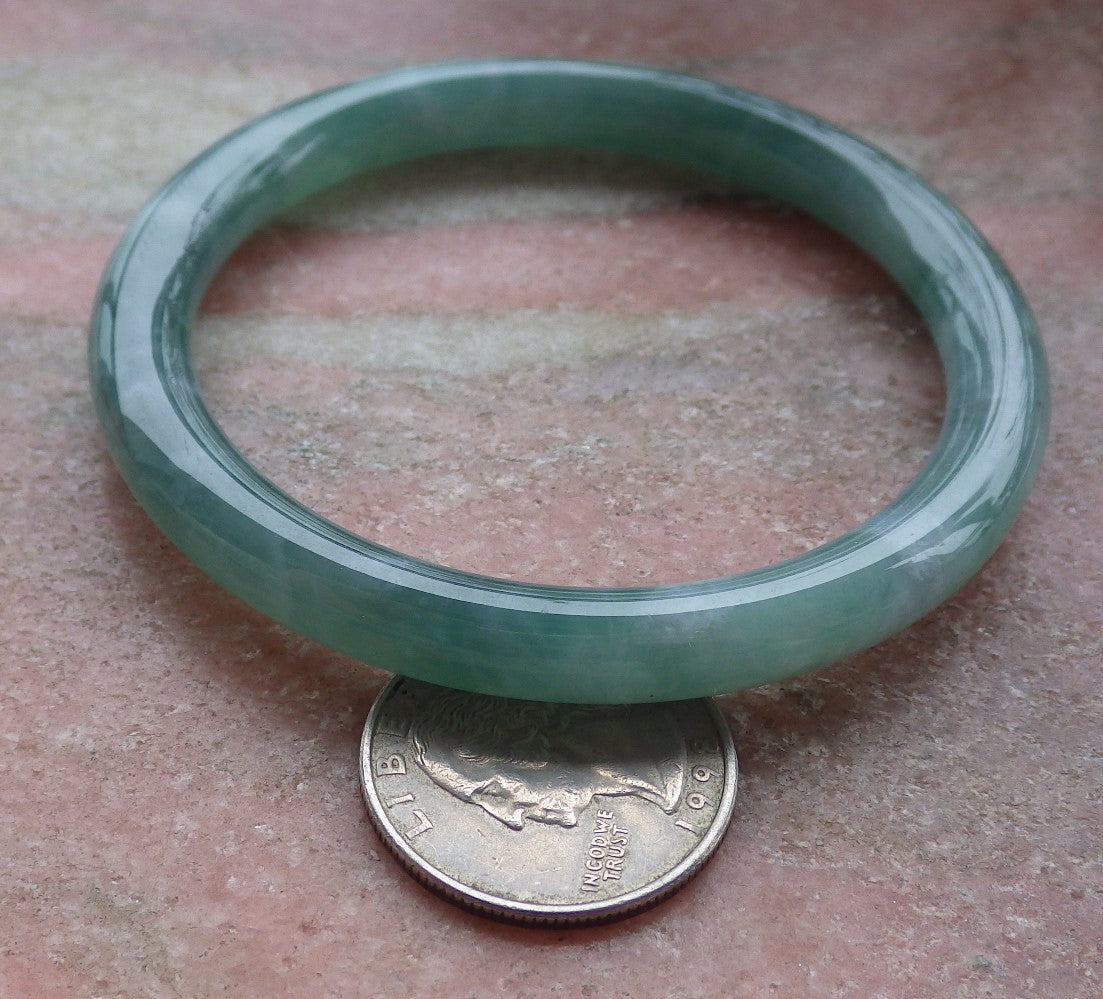Certified Icy Green Burma 100% Natural A JADE Jadeite Circle Bangle Bracelet 57 mm 手镯 651997 TN