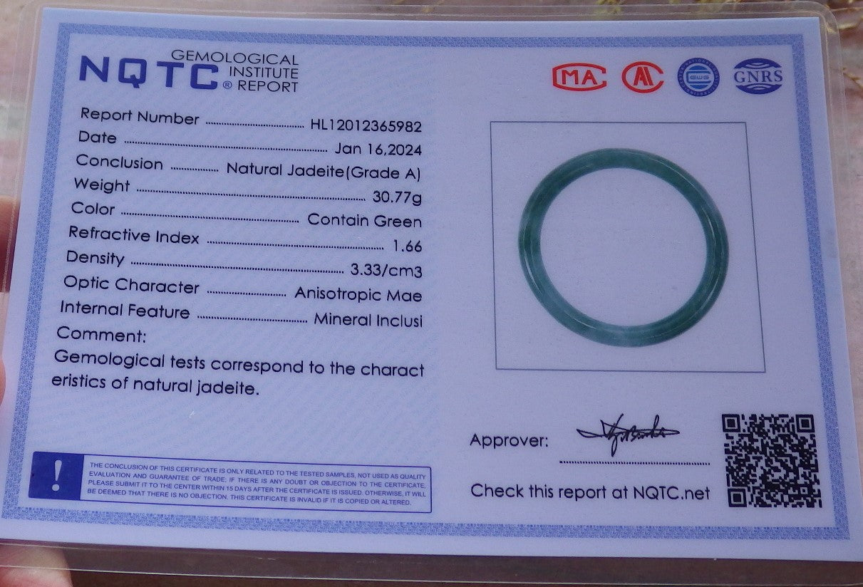 Certified Icy Green Burma 100% Natural A JADE Jadeite Circle Bangle Bracelet 57 mm 手镯 651997 TN