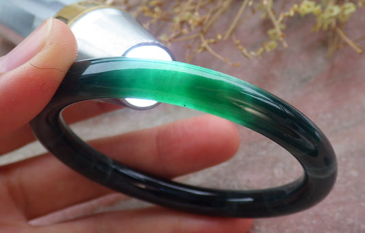 Certified Icy Green Burma 100% Natural A JADE Jadeite Circle Bangle Bracelet 57 mm 手镯 652012 TN