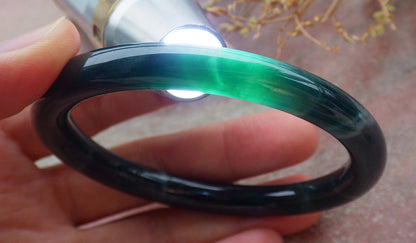 Certified Icy Green Burma 100% Natural A JADE Jadeite Circle Bangle Bracelet 57 mm 手镯 652012 TN