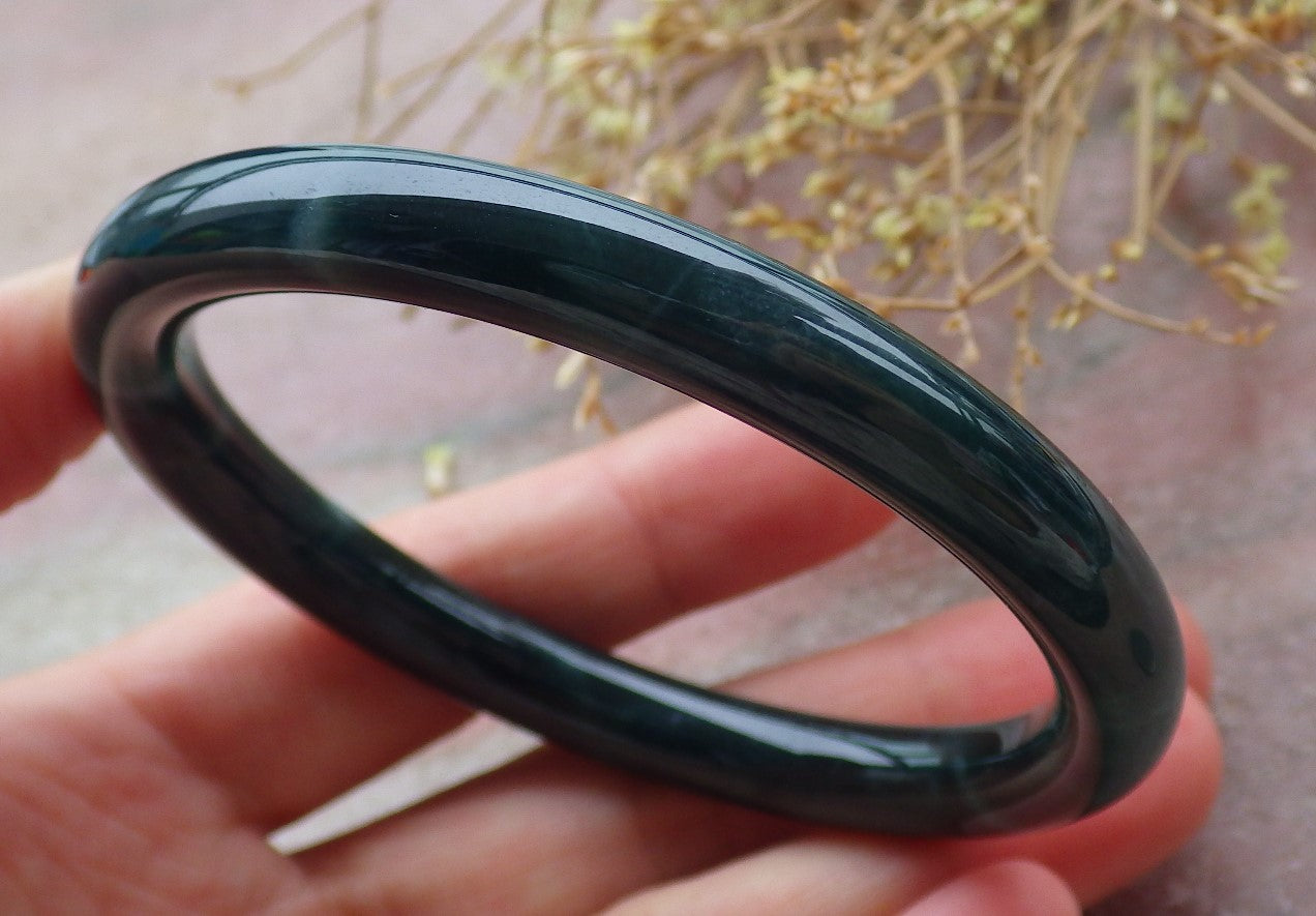 Certified Icy Green Burma 100% Natural A JADE Jadeite Circle Bangle Bracelet 57 mm 手镯 652012 TN