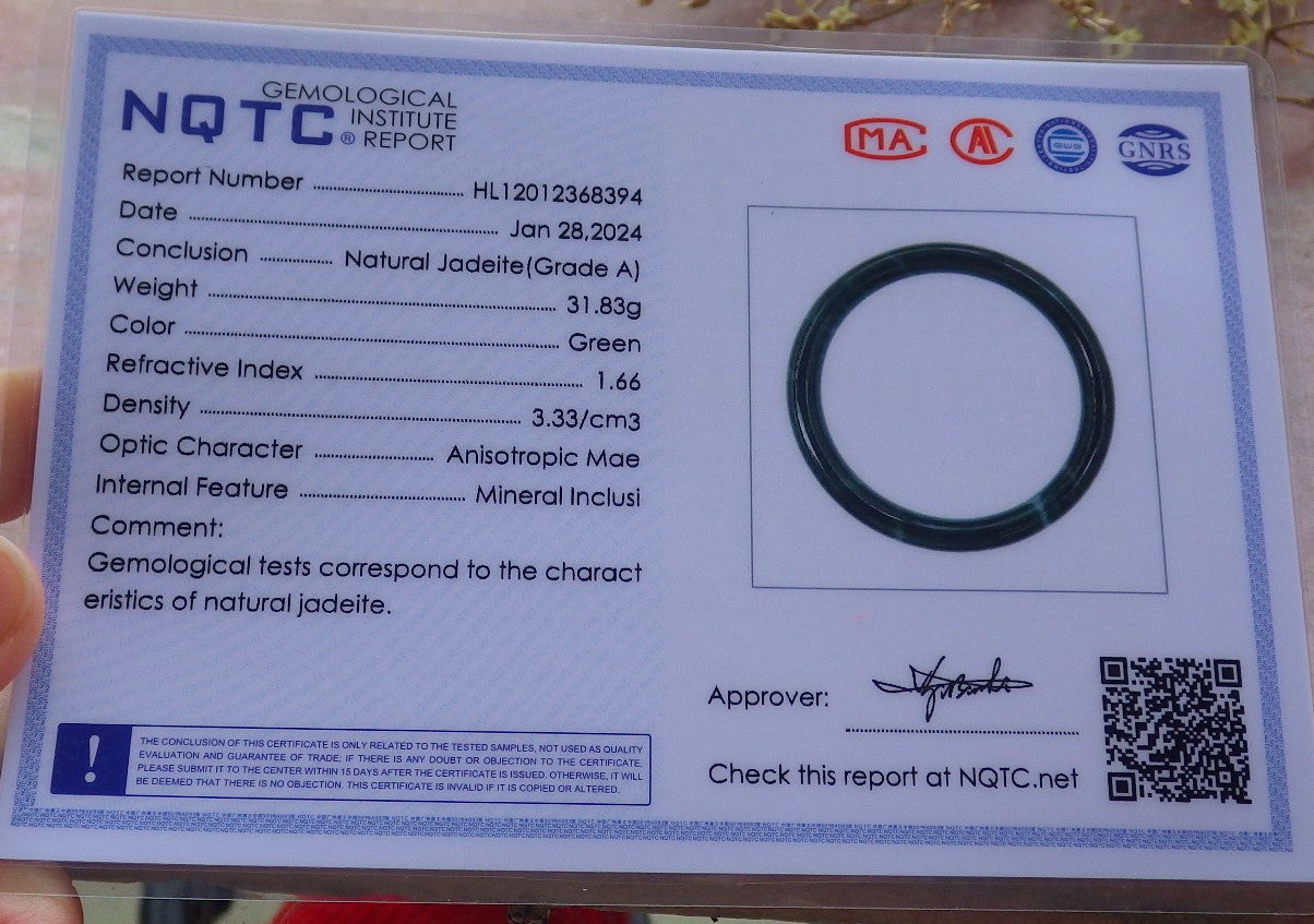 Certified Icy Green Burma 100% Natural A JADE Jadeite Circle Bangle Bracelet 57 mm 手镯 652012 TN