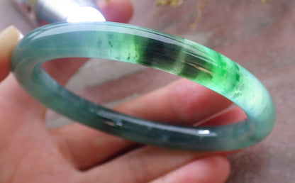 Certified Icy Green Burma 100% Natural A JADE Jadeite Circle Bangle Bracelet 57 mm 手镯 652022 TN