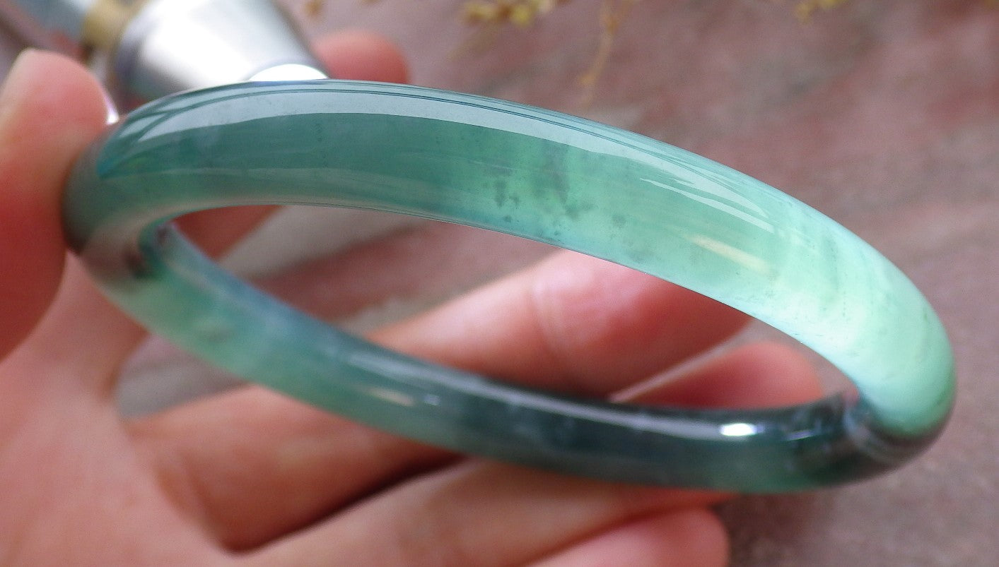 Certified Icy Green Burma 100% Natural A JADE Jadeite Circle Bangle Bracelet 57 mm 手镯 652022 TN