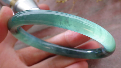 Certified Icy Green Burma 100% Natural A JADE Jadeite Circle Bangle Bracelet 57 mm 手镯 652022 TN