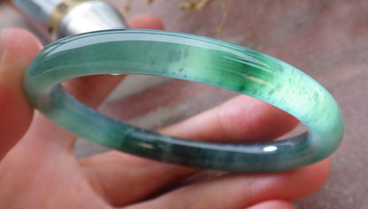 Certified Icy Green Burma 100% Natural A JADE Jadeite Circle Bangle Bracelet 57 mm 手镯 652022 TN