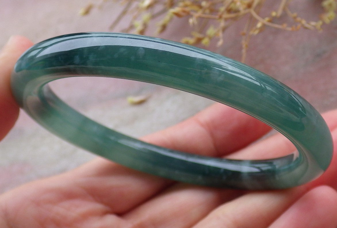 Certified Icy Green Burma 100% Natural A JADE Jadeite Circle Bangle Bracelet 57 mm 手镯 652022 TN