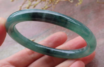 Certified Icy Green Burma 100% Natural A JADE Jadeite Circle Bangle Bracelet 57 mm 手镯 652022 TN
