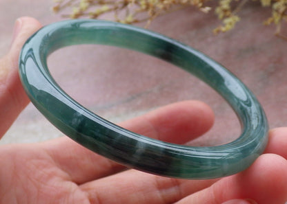 Certified Icy Green Burma 100% Natural A JADE Jadeite Circle Bangle Bracelet 57 mm 手镯 652022 TN