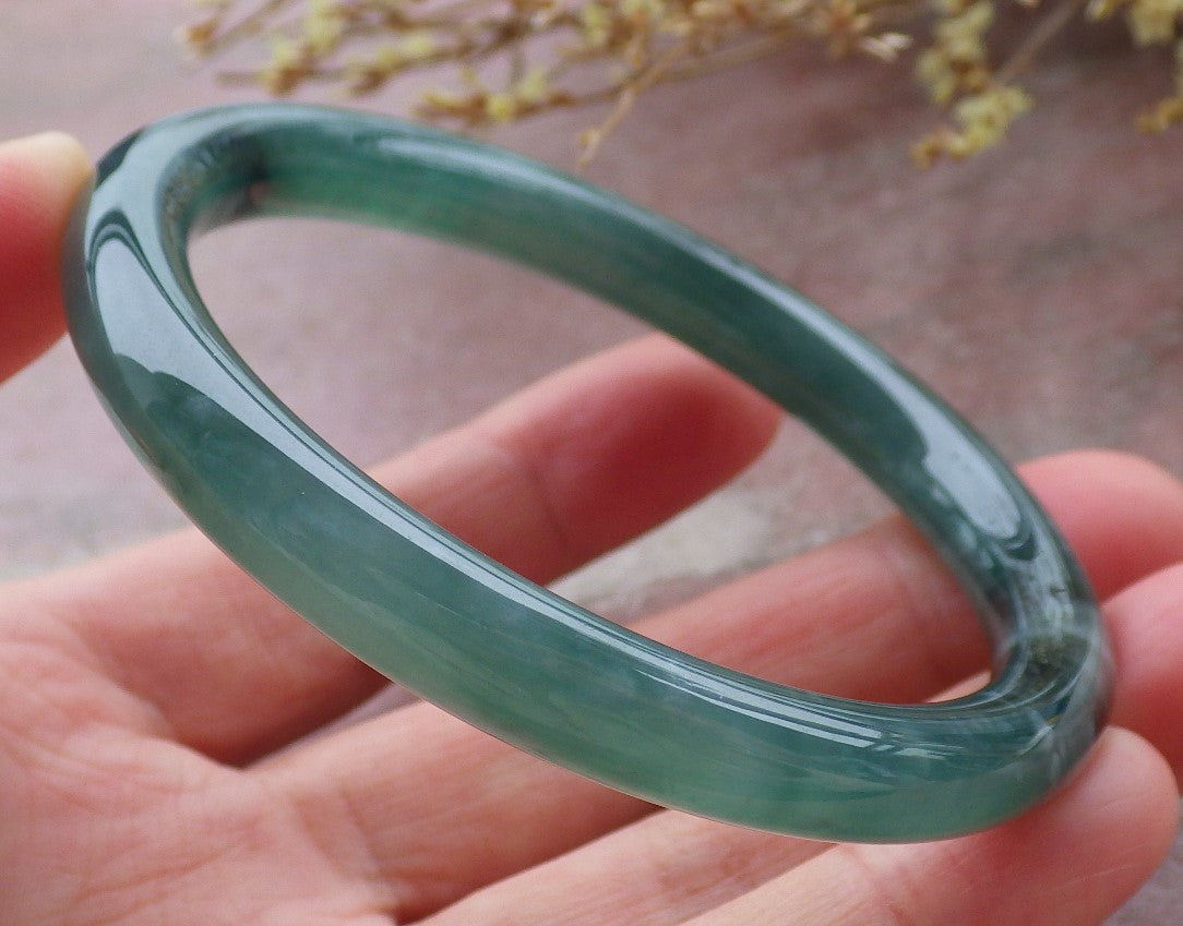 Certified Icy Green Burma 100% Natural A JADE Jadeite Circle Bangle Bracelet 57 mm 手镯 652022 TN