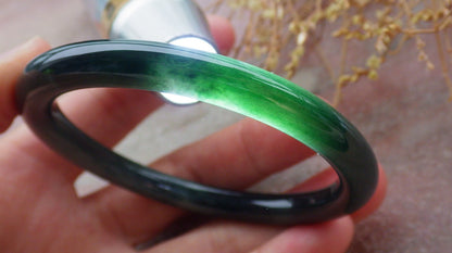Certified Green Burma 100% Natural A JADE Jadeite Circle Bangle Bracelet 56 mm 手镯 652039 TN
