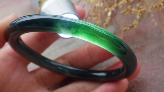 Certified Green Burma 100% Natural A JADE Jadeite Circle Bangle Bracelet 56 mm 手镯 652039 TN