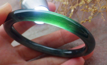 Certified Green Burma 100% Natural A JADE Jadeite Circle Bangle Bracelet 56 mm 手镯 652039 TN
