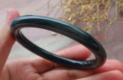 Certified Green Burma 100% Natural A JADE Jadeite Circle Bangle Bracelet 56 mm 手镯 652039 TN