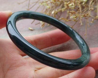 Certified Green Burma 100% Natural A JADE Jadeite Circle Bangle Bracelet 56 mm 手镯 652039 TN