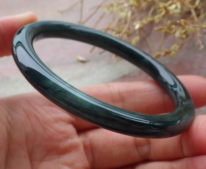 Certified Green Burma 100% Natural A JADE Jadeite Circle Bangle Bracelet 56 mm 手镯 652039 TN