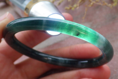 Certified Icy Green Burma 100% Natural A JADE Jadeite Circle Bangle Bracelet 55 mm 手镯 652051 TN