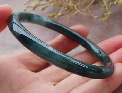 Certified Icy Green Burma 100% Natural A JADE Jadeite Circle Bangle Bracelet 55 mm 手镯 652051 TN